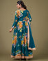 sleek teal blue faux georgette trendy designer party wear salwar suit with teal blue santoon 13677-acy4187 Close-up View