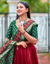 stylish green cotton traditional wear women's heavy lehenga choli collection with wine red cotton 13681-acy4209 Close-up View