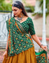chic green cotton traditional wear women's heavy lehenga choli collection with pirate gold cotton 13681-acy4210 Close-up View