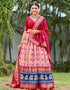 sleek dark pink cotton traditional wear women's heavy lehenga choli collection with baby pink cotton 13681-acy4214 Front View