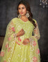 stylish light yellow net heavy designer wedding wear salwar suit with light yellow santoon 13688-acy4248 Back View