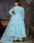 chic sky blue net heavy designer wedding wear salwar suit with sky blue santoon 13688-acy4249 Close-up View