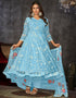 chic sky blue net heavy designer wedding wear salwar suit with sky blue santoon 13688-acy4249 Back View