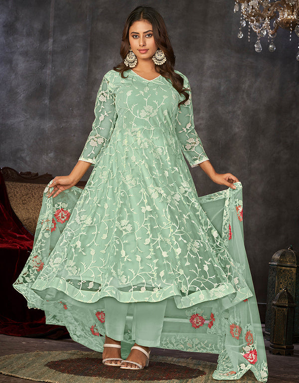 trendy pista net heavy designer wedding wear salwar suit with pista santoon 13688-acy4250 Front View