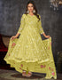 fashionable yellow net heavy designer wedding wear salwar suit with yellow santoon 13688-acy4252 Back View