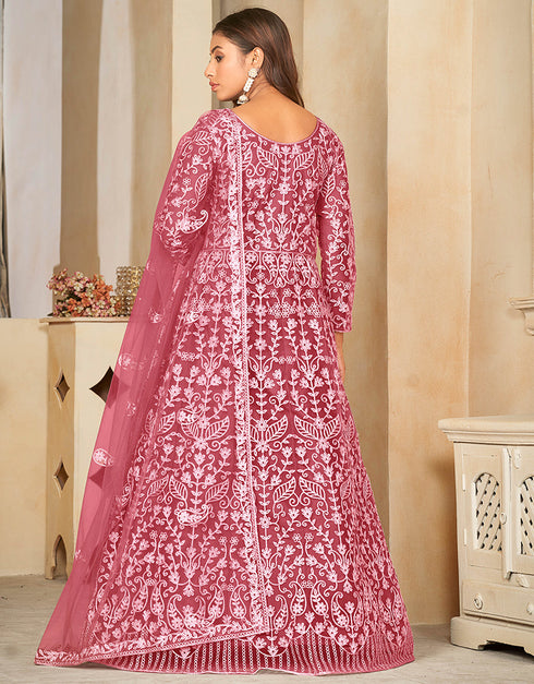 sophisticated gajri net heavy designer wedding wear salwar suit with gajri santoon 13688-acy4255 Close-up View