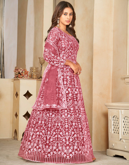 sophisticated gajri net heavy designer wedding wear salwar suit with gajri santoon 13688-acy4255 Back View