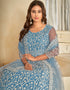 contemporary sky blue net heavy designer wedding wear salwar suit with sky blue santoon 13688-acy4257 Back View