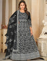 stylish black net heavy designer wedding wear salwar suit with black santoon 13688-acy4259 Front View