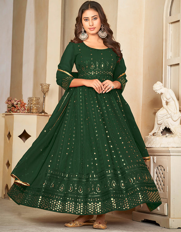 trendy green georgette heavy designer wedding wear salwar suit with green crepe 13689-acy4261 Front View
