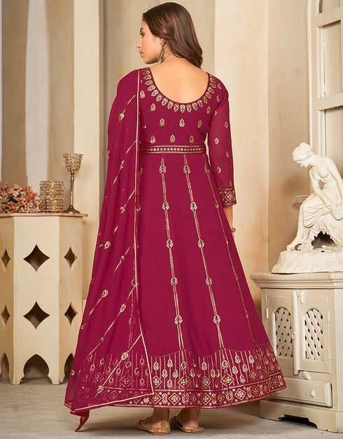 sophisticated pink georgette heavy designer wedding wear salwar suit with pink crepe 13689-acy4266 Close-up View