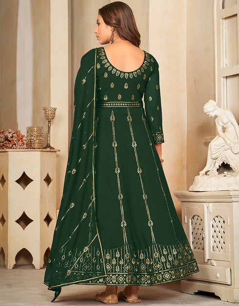glamorous green georgette heavy designer wedding wear salwar suit with green crepe 13689-acy4267 Close-up View