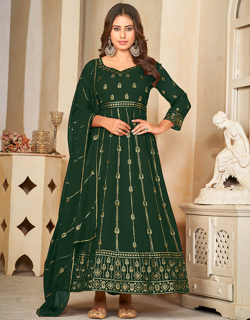 glamorous green georgette heavy designer wedding wear salwar suit with green crepe 13689-acy4267 Back View