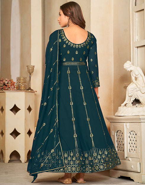contemporary rama georgette heavy designer wedding wear salwar suit with rama crepe 13689-acy4268 Close-up View