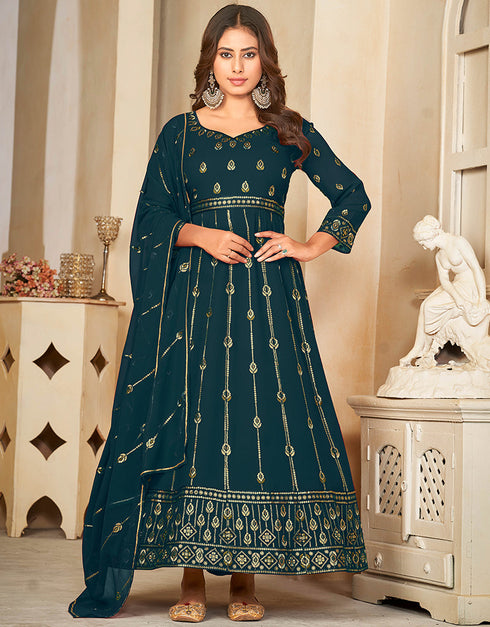 contemporary rama georgette heavy designer wedding wear salwar suit with rama crepe 13689-acy4268 Back View