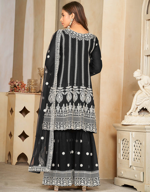 classy black georgette heavy designer wedding wear salwar suit with black georgette 13689-acy4269 Close-up View