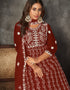 chic maroon net heavy designer wedding wear salwar suit with maroon santoon 13690-acy4271 Back View
