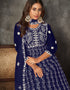 elegant blue net heavy designer wedding wear salwar suit with blue santoon 13690-acy4273 Back View