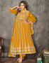sleek mustard net heavy designer wedding wear salwar suit with mustard santoon 13690-acy4275 Front View