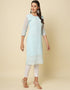 chic thread chikankari embroidery work georgette attrective designer party wear readymade long kurti with sky blue 13692-acy4280 Side View