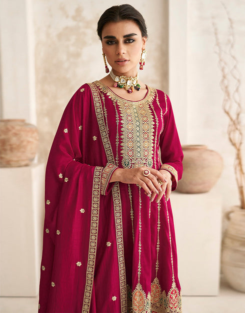 stylish pink silk heavy designer wedding wear salwar suit with pink silk 13699-acy4322 Close-up View