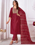 classy maroon vertical silk designer party wear heavy readymade salwar suit collection with maroon vertical silk 13702-acy4345 Front View
