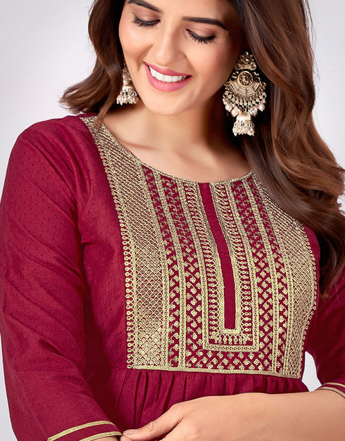 chic burgundy vertical silk designer party wear heavy readymade salwar suit collection with burgundy vertical silk 13702-acy4347 Close-up View