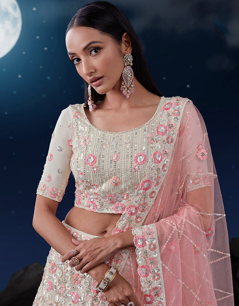 modern white soft net traditional wear heavy lehenga choli collection with white soft net 13703-acy4350 Close-up View