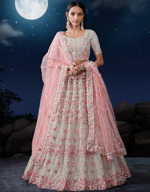 modern white soft net traditional wear heavy lehenga choli collection with white soft net 13703-acy4350 Front View