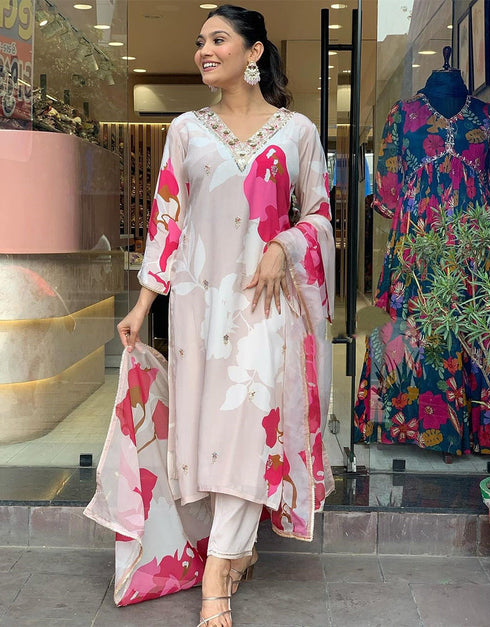 trendy white natural crepe trendy fashioner readymade suit collection with white viscose rayon of-13707-acy4375 Close-up View