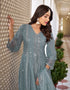 elegant grey faux georgette attrective designer party wear salwar suit with grey dull santoon of-13712-acy4402 Back View