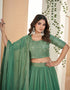 modern green faux georgette traditional wear heavy lehenga choli collection with green faux georgette of-13717-acy4433 Back View