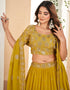sophisticated mustard faux georgette traditional wear heavy lehenga choli collection with mustard faux georgette of-13717-acy4434 Close-up View