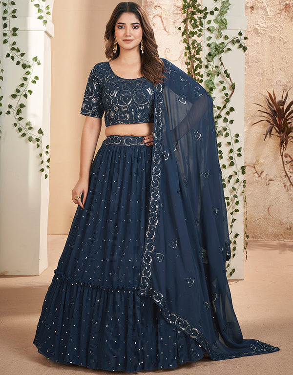 glamorous blue faux georgette traditional wear heavy lehenga choli collection with blue faux georgette of-13717-acy4435 Front View