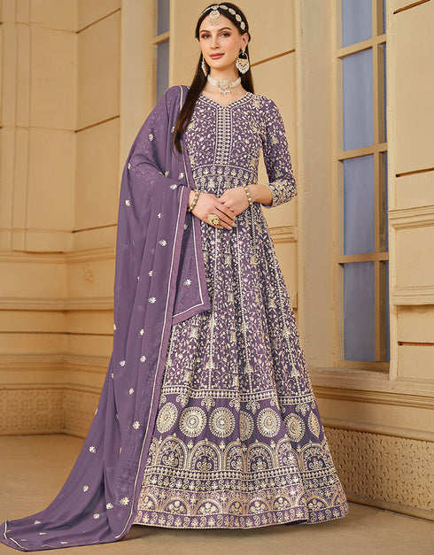 stylish purple faux georgette attrective designer party wear salwar suit with purple santoon of-13719-acy4443 Front View