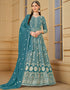 chic teal blue faux georgette attrective designer party wear salwar suit with teal blue santoon of-13719-acy4444 Front View