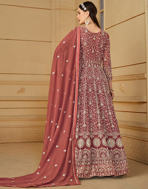 trendy brown faux georgette attrective designer party wear salwar suit with brown santoon of-13719-acy4445 Close-up View