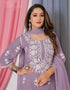 elegant purple bamber georgette attrective designer party wear salwar suit with purple bamber georgette of-13720-acy4446 Back View