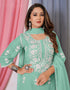 fashionable sea green bamber georgette attrective designer party wear salwar suit with sea green bamber georgette of-13720-acy4447 Back View