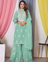 fashionable sea green bamber georgette attrective designer party wear salwar suit with sea green bamber georgette of-13720-acy4447 Front View