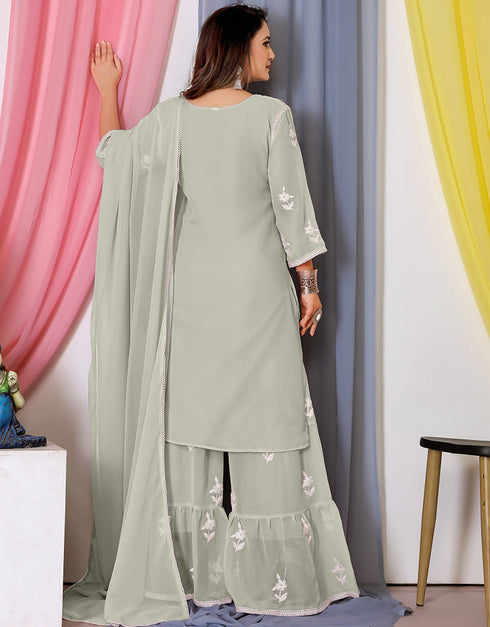 modern grey bamber georgette attrective designer party wear salwar suit with grey bamber georgette of-13720-acy4449 Close-up View