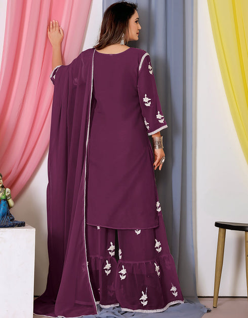 chic wine bamber georgette attrective designer party wear salwar suit with wine bamber georgette of-13726-acy4488 Close-up View