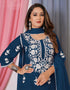 elegant blue bamber georgette attrective designer party wear salwar suit with blue bamber georgette of-13726-acy4490 Back View