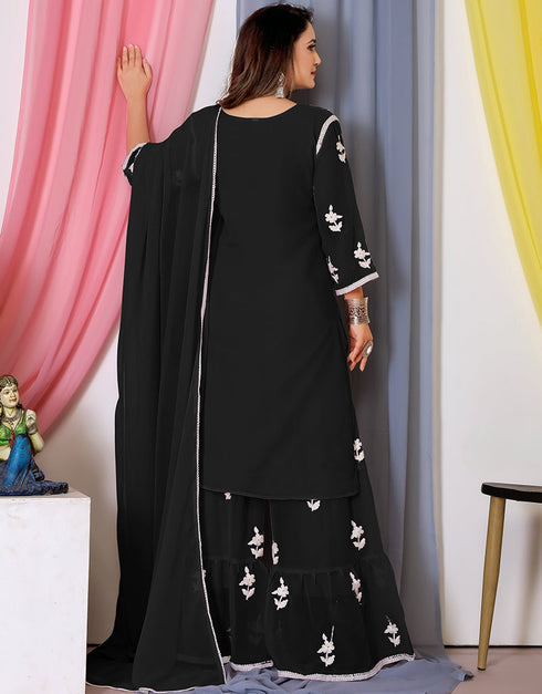 fashionable black bamber georgette attrective designer party wear salwar suit with black bamber georgette of-13726-acy4491 Close-up View