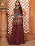 contemporary brown gajji lagdi patta designer party wear readymade salwar suit with brown georgette of-13727-acy4494 Front View