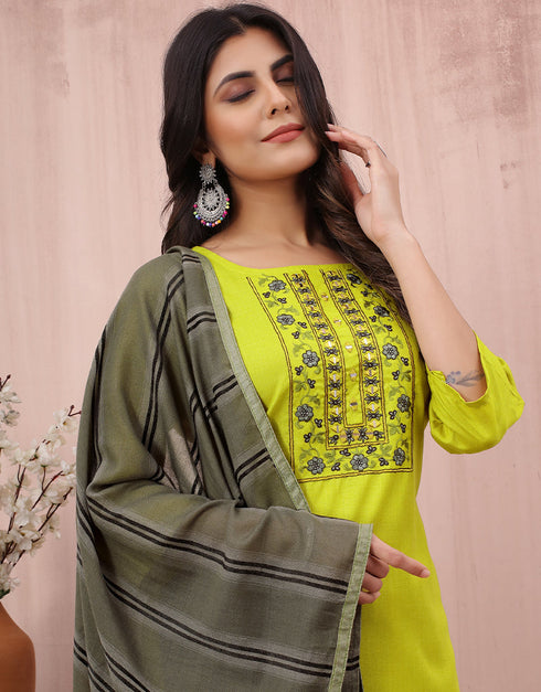 trendy green cotton slub designer party wear readymade salwar suit with green cotton slub of-13732-acy4527 Back View
