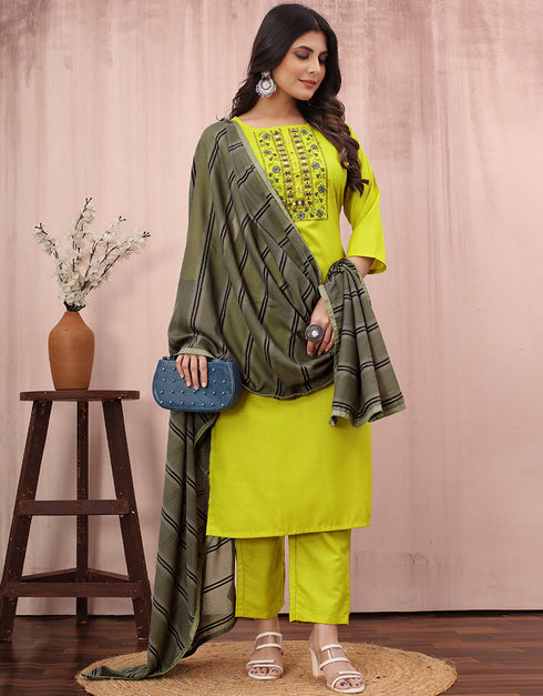 trendy green cotton slub designer party wear readymade salwar suit with green cotton slub of-13732-acy4527 Side View