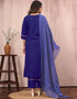 elegant blue cotton slub designer party wear readymade salwar suit with blue cotton slub of-13732-acy4528 Close-up View