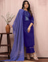 elegant blue cotton slub designer party wear readymade salwar suit with blue cotton slub of-13732-acy4528 Side View