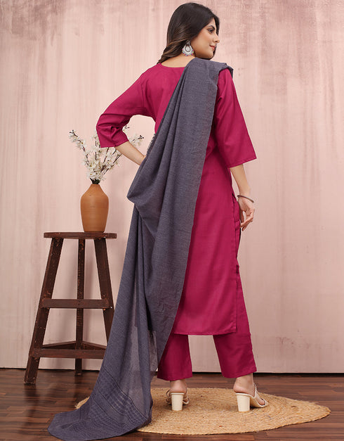 fashionable maroon cotton slub designer party wear readymade salwar suit with maroon cotton slub of-13732-acy4529 Close-up View